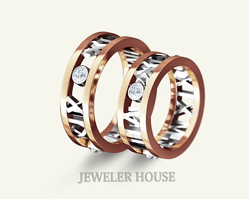 Обручальные кольца с римскими цифрами СТ-0030