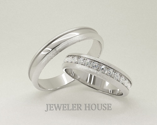 Обручальные кольца с бриллиантовой дорожкой СТ-0001