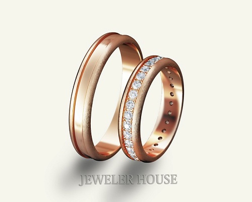 Обручальные кольца с бриллиантовой дорожкой СТ-0001