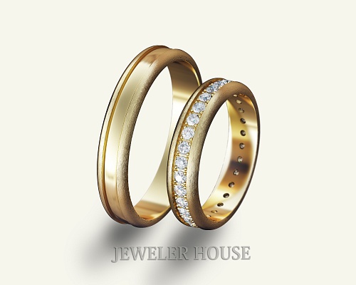 Обручальные кольца с бриллиантовой дорожкой СТ-0001